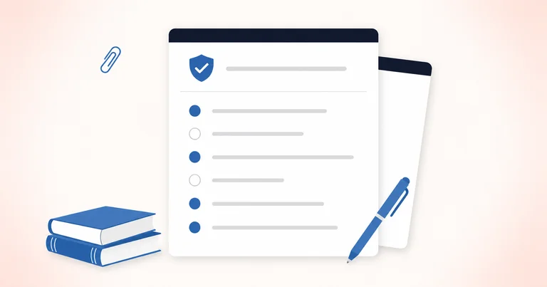 A document showing a checklist with some items filled and others empty, representing an identity protection service review.
