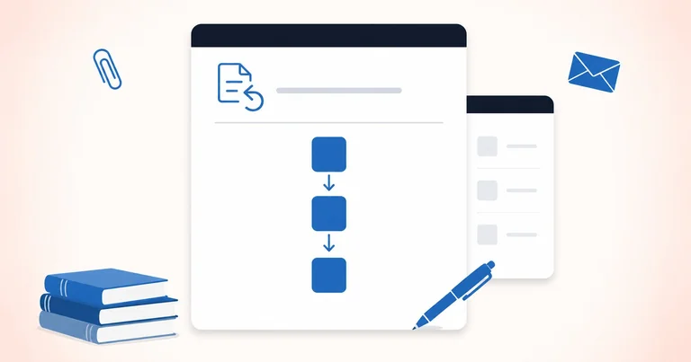 A document with a three-step connected sequence representing the order for recovering a hacked email account.