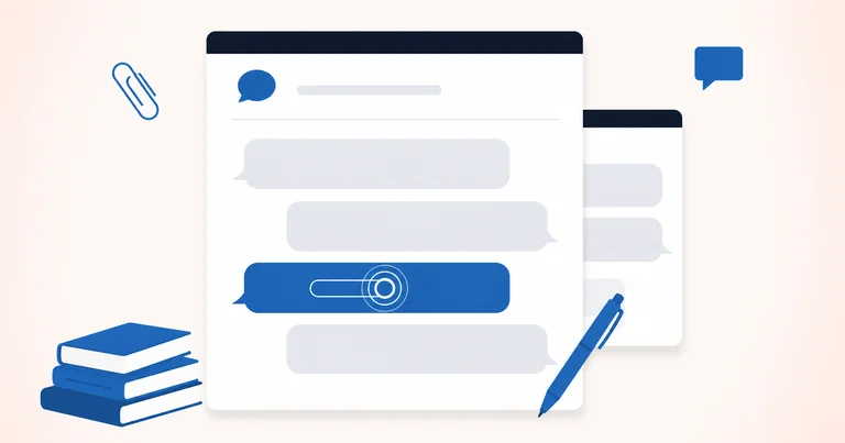 A document with an abstract message thread, one highlighted bubble representing a scam text among ordinary alerts.